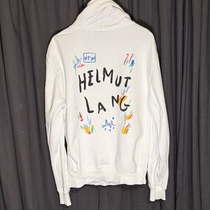 Helmut Lang White Hoodie with Colorful Accents